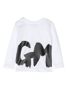 T-shirt bianca per bambina a maniche lunghe con stampa nera MSGM maxi - Rubino Kids