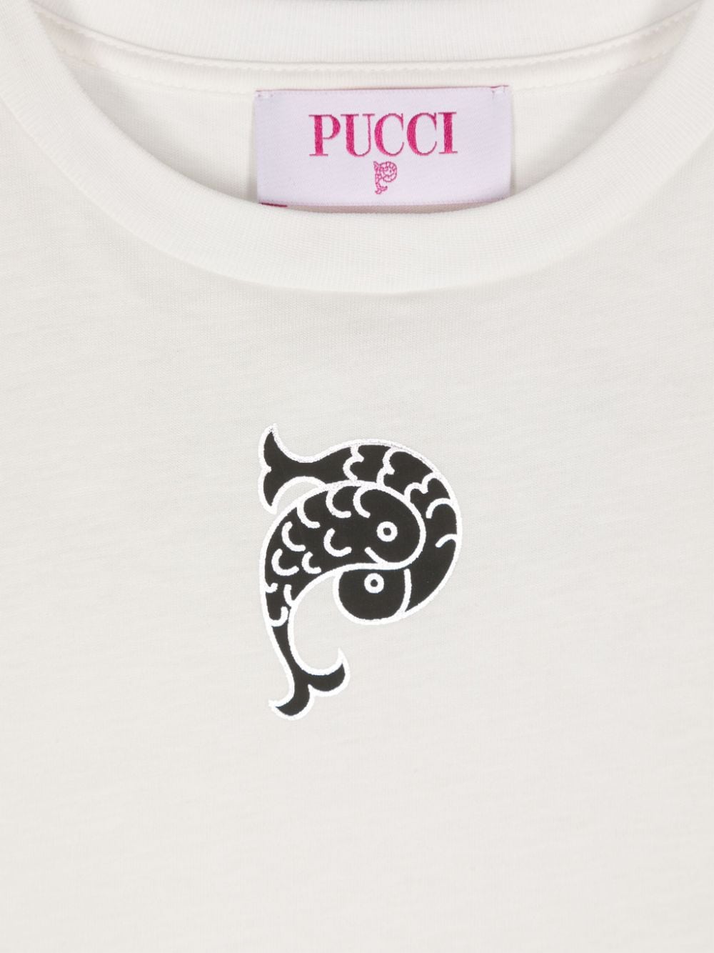 T shirt bianca per bambina con logo Emilio Pucci Junior centrale - Rubino Kids