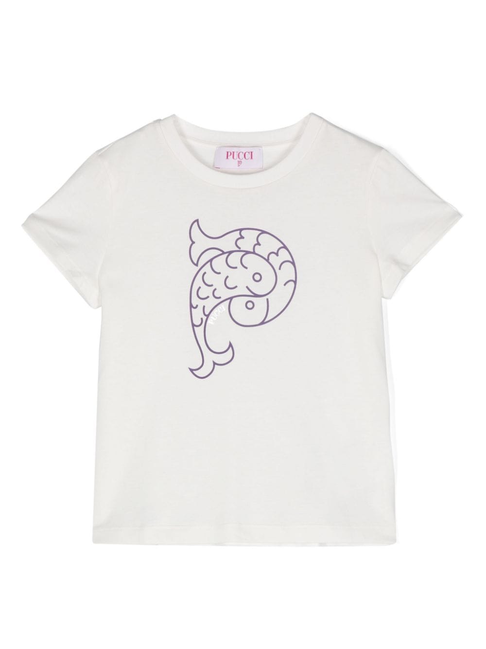 T shirt bianca per bambina con logo Emilio Pucci viola - Rubino Kids