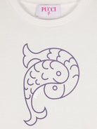 T shirt bianca per bambina con logo Emilio Pucci viola - Rubino Kids