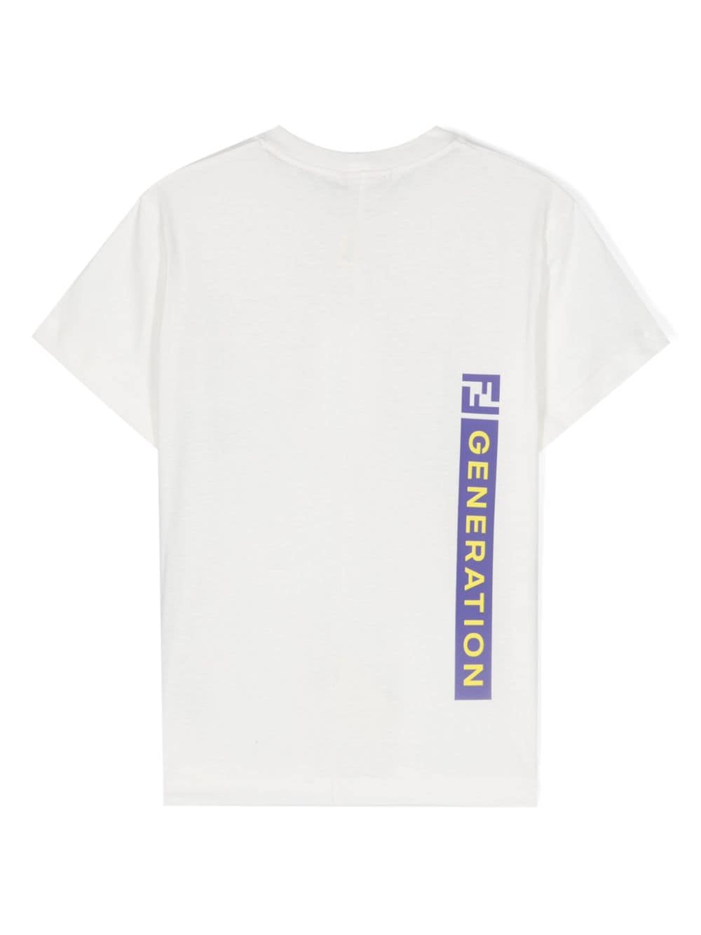 T shirt bianca per bambina Fendi Kids con stampa breakdancer logati - Rubino Kids