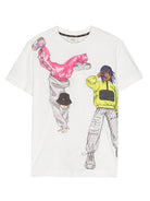 T shirt bianca per bambina Fendi Kids con stampa breakdancer logati - Rubino Kids