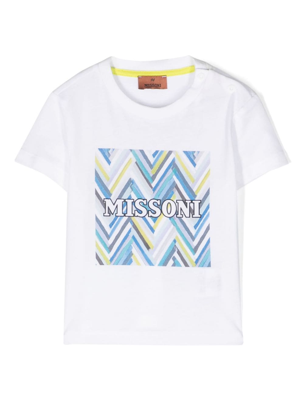 T shirt bianca per bambina Missoni con iconico motivo a zigzag - Rubino Kids