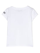 T shirt bianca per bambina Moschino Kids con stampa centrale nera "Be Simple!" - Rubino Kids