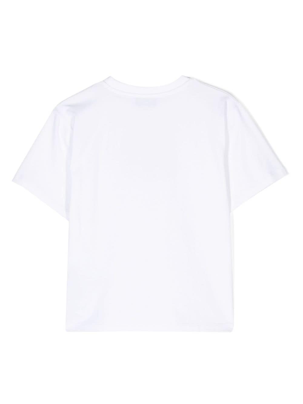 T shirt bianca per bambina Moschino Kids con stampa codice a barre - Rubino Kids