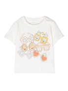 T shirt bianca per bambina Stella McCartney Kids con stampa occhiali da sole - Rubino Kids