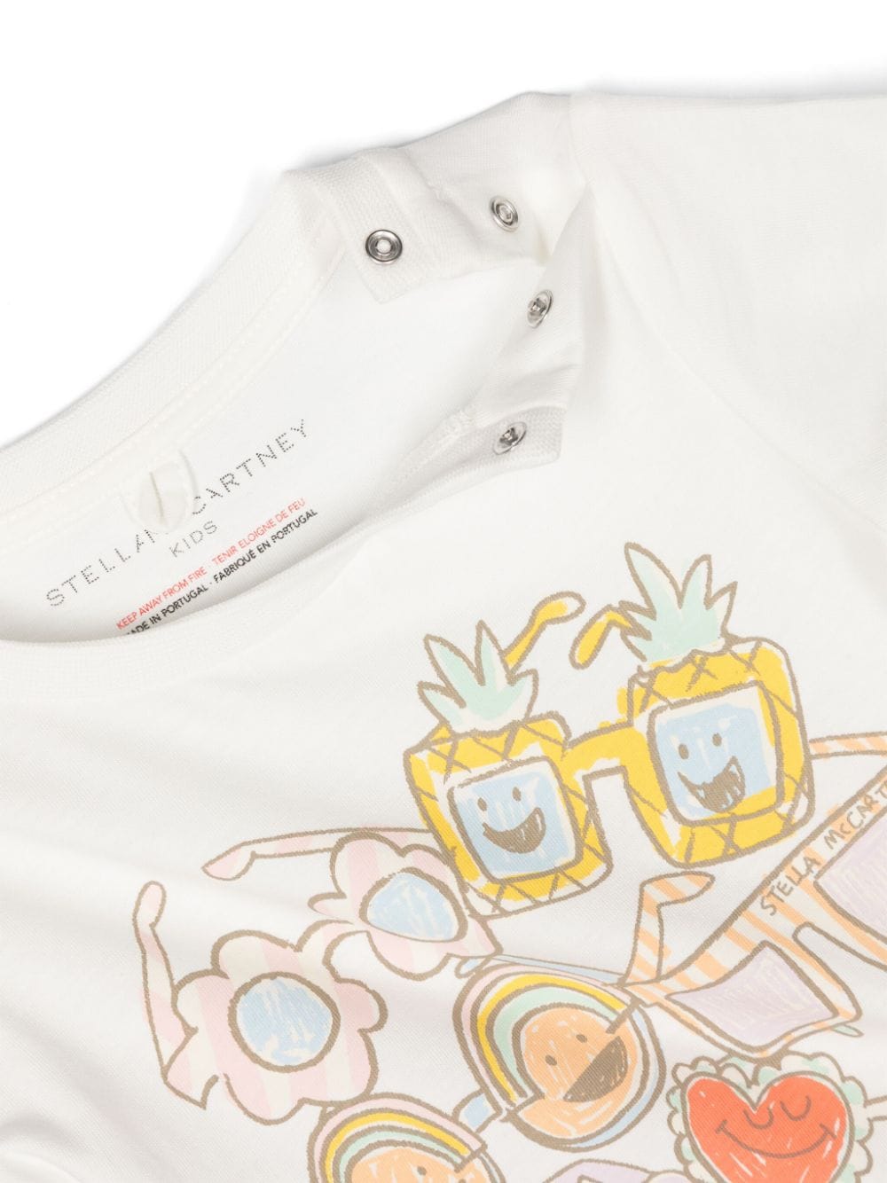 T shirt bianca per bambina Stella McCartney Kids con stampa occhiali da sole - Rubino Kids