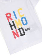 T shirt bianca per neonato con stampa Richmond colorata e bottoncini sulla spalla - Rubino Kids