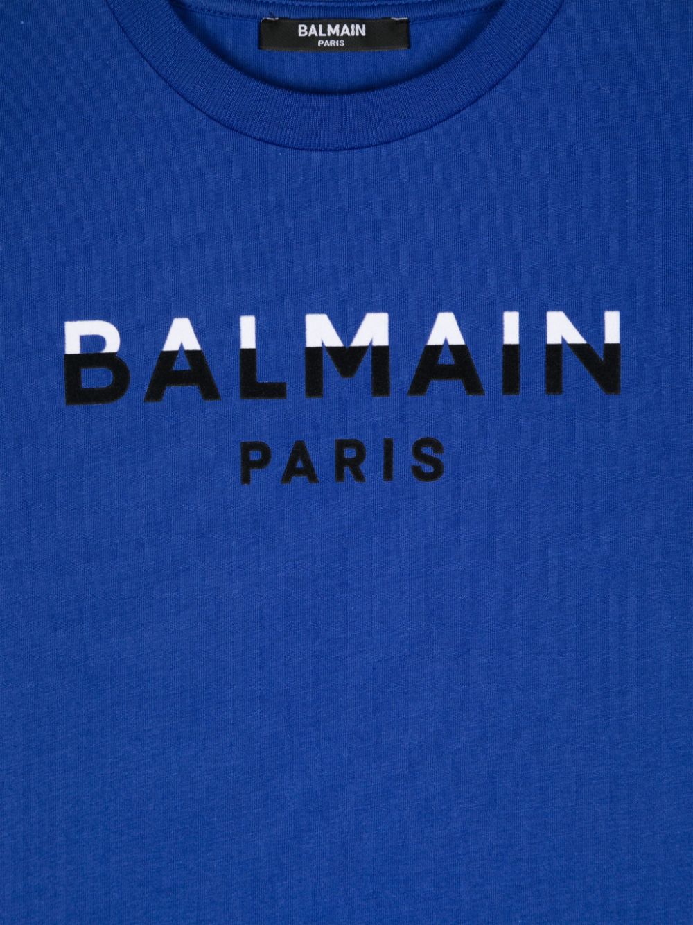 T shirt blu per bambino con logo Balmain Paris bianco e nero - Rubino Kids