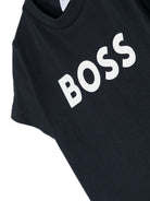 T shirt blu per neonato con logo Boss bianco - Rubino Kids