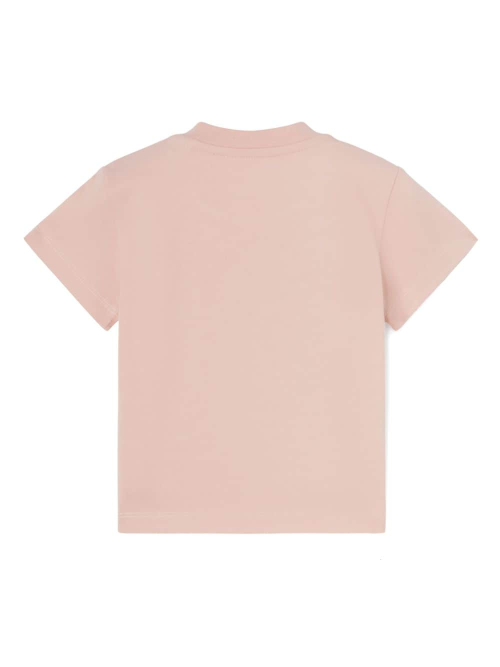 T-shirt Broken Bear per neonato Palm Angels Kids rosa con girocollo - Rubino Kids