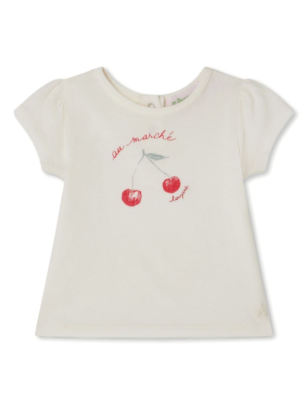 T-shirt Cira con stampa per neonato Bonpoint bianco con girocollo - Rubino Kids