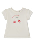 T-shirt Cira con stampa per neonato Bonpoint bianco con girocollo - Rubino Kids