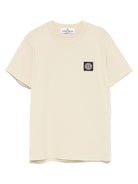 T-shirt con applicazione Compass per bambino Stone Island Junior beige con girocollo - Rubino Kids