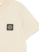 T-shirt con applicazione Compass per bambino Stone Island Junior beige con girocollo - Rubino Kids