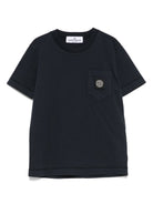 T-shirt con applicazione Compass per bambino Stone Island Junior blu con orlo dritto - Rubino Kids