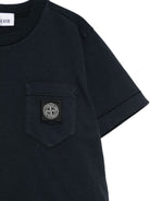 T-shirt con applicazione Compass per bambino Stone Island Junior blu con orlo dritto - Rubino Kids