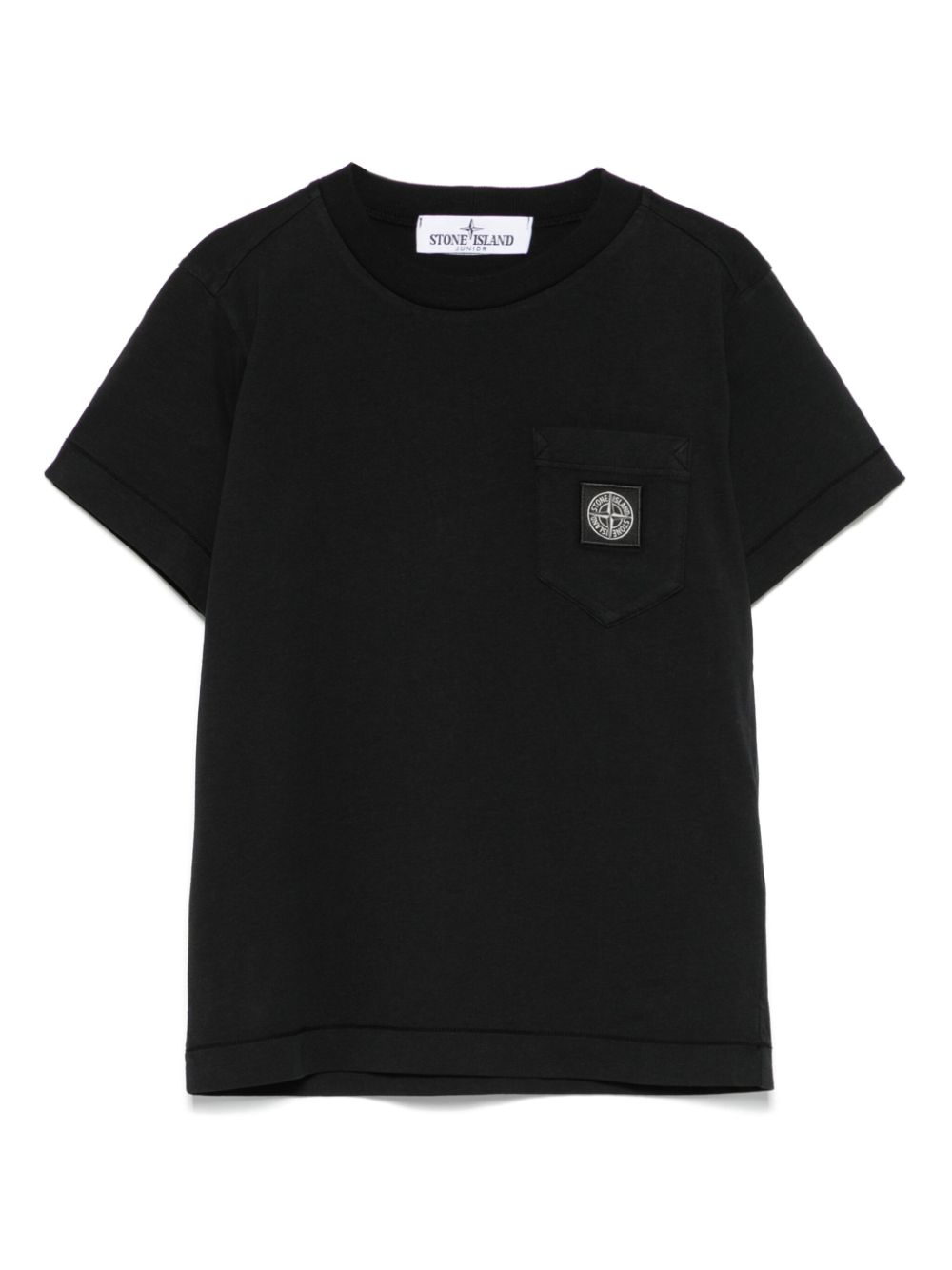 T-shirt con applicazione Compass per bambino Stone Island Junior nero orlo dritto - Rubino Kids