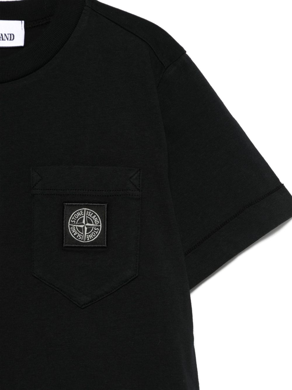 T-shirt con applicazione Compass per bambino Stone Island Junior nero orlo dritto - Rubino Kids