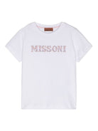 T-shirt con applicazione logo per bambina Missoni Kids bianco con girocollo - Rubino Kids