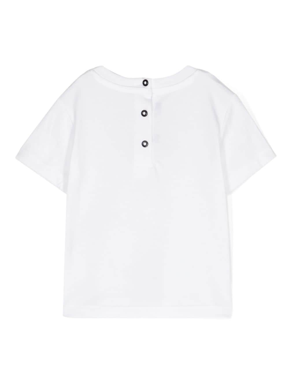 T-shirt con applicazione logo per neonato Balmain Kids bianco con girocollo - Rubino Kids