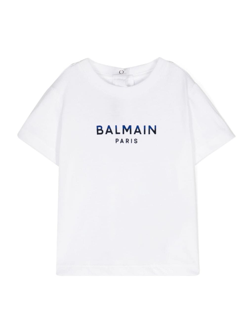 T-shirt con applicazione logo per neonato Balmain Kids bianco con girocollo - Rubino Kids