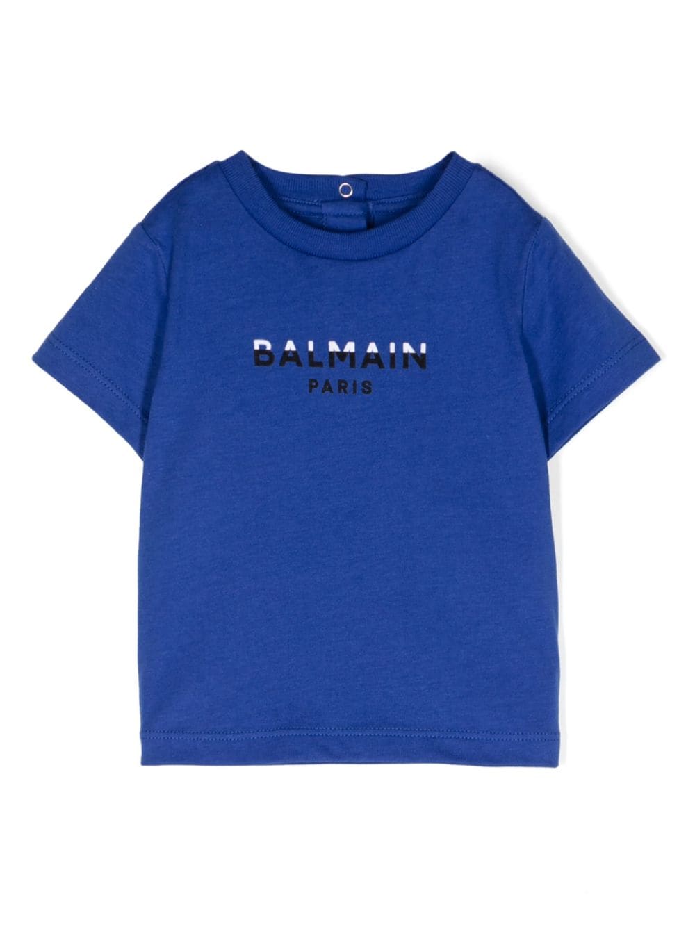 T-shirt con applicazione logo per neonato Balmain Kids blu con girocollo - Rubino Kids