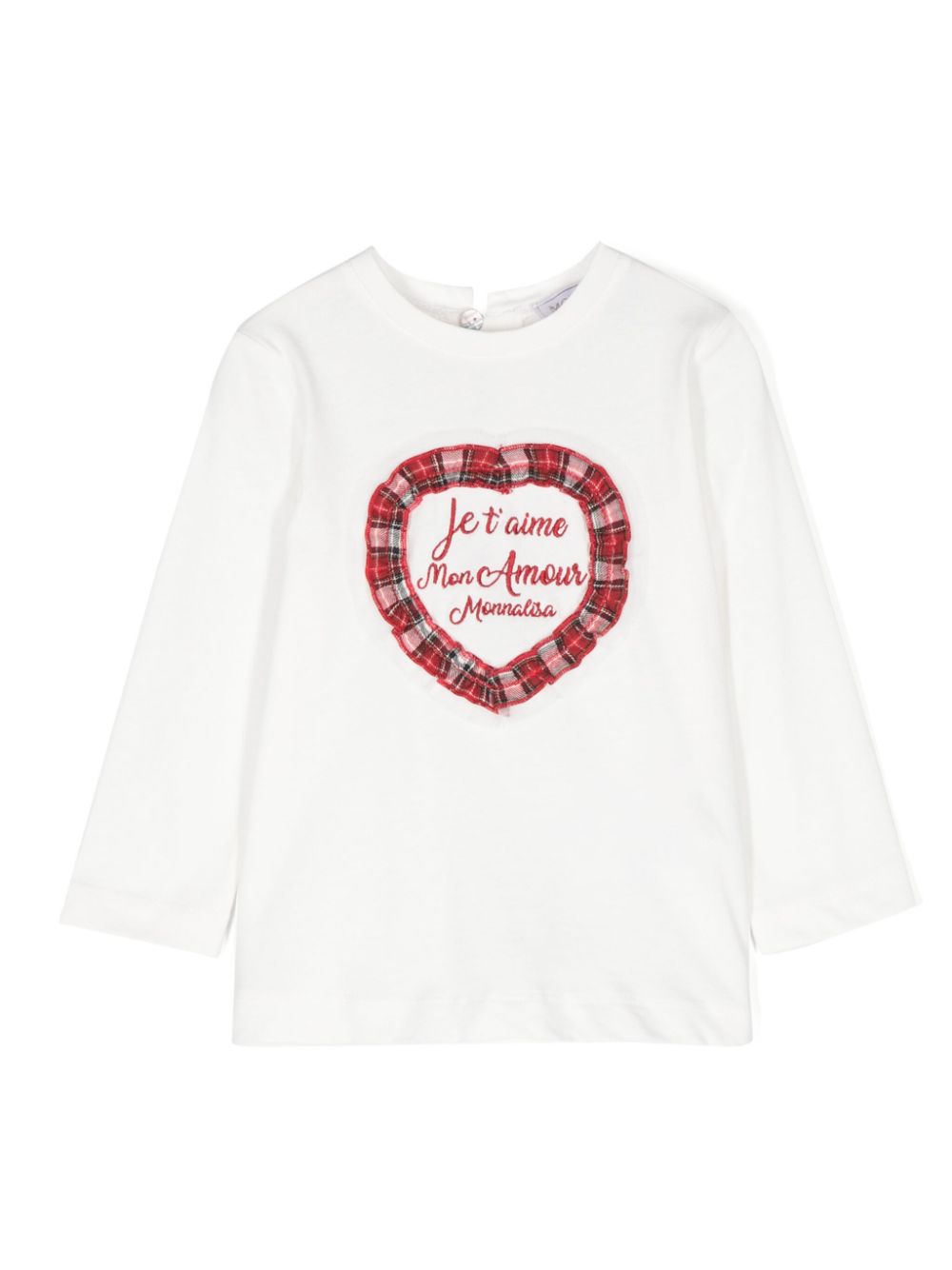 T-shirt con applicazione per neonata Monnalisa bianca con applicazione sul cuore - Rubino Kids