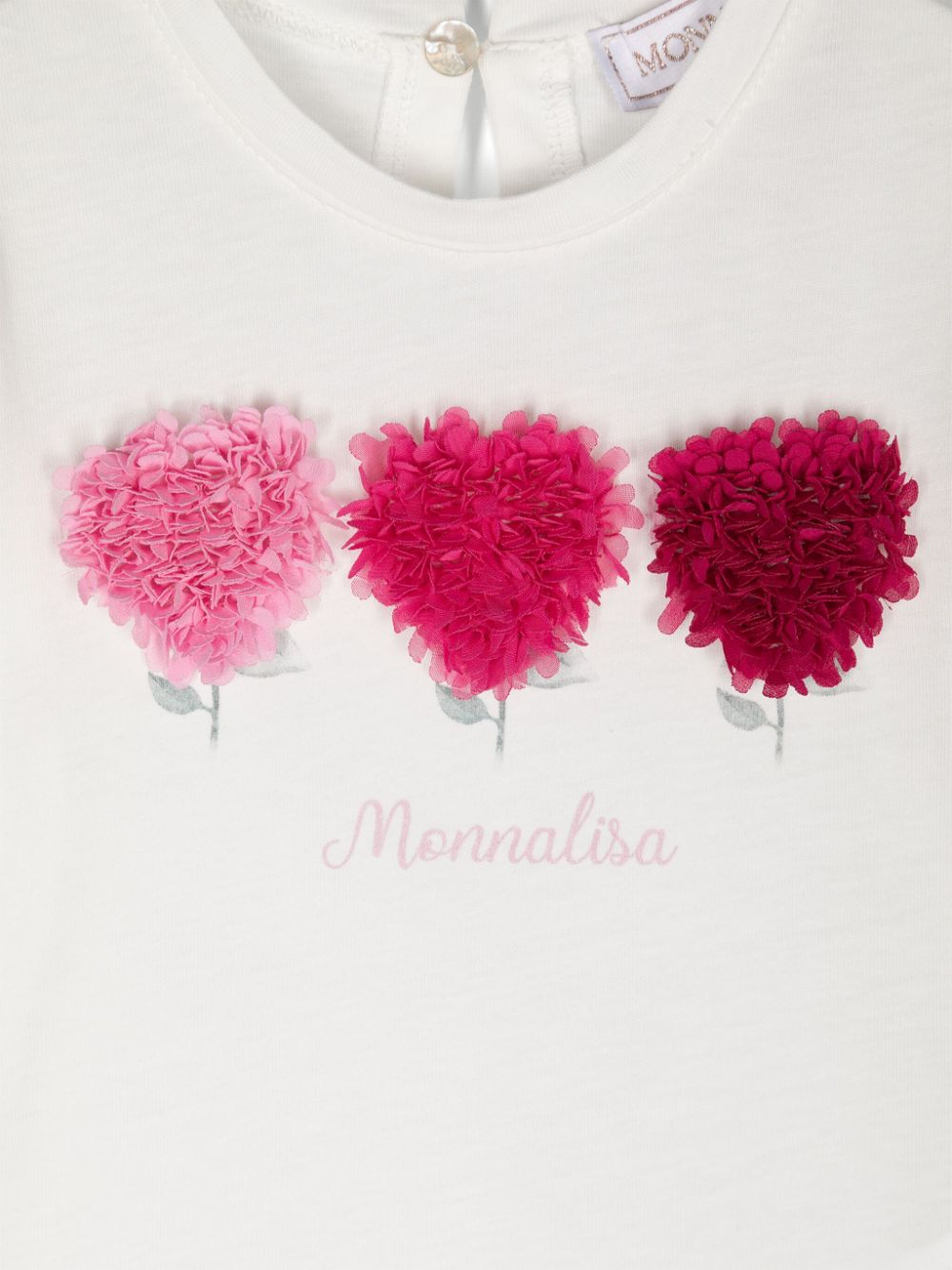 T-shirt con applicazione per neonata Monnalisa bianca con scollo rotondo - Rubino Kids