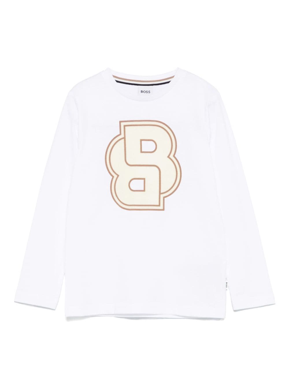 T-shirt con logo floccato per bambino BOSS Kidswear bianca con mini etichetta - Rubino Kids