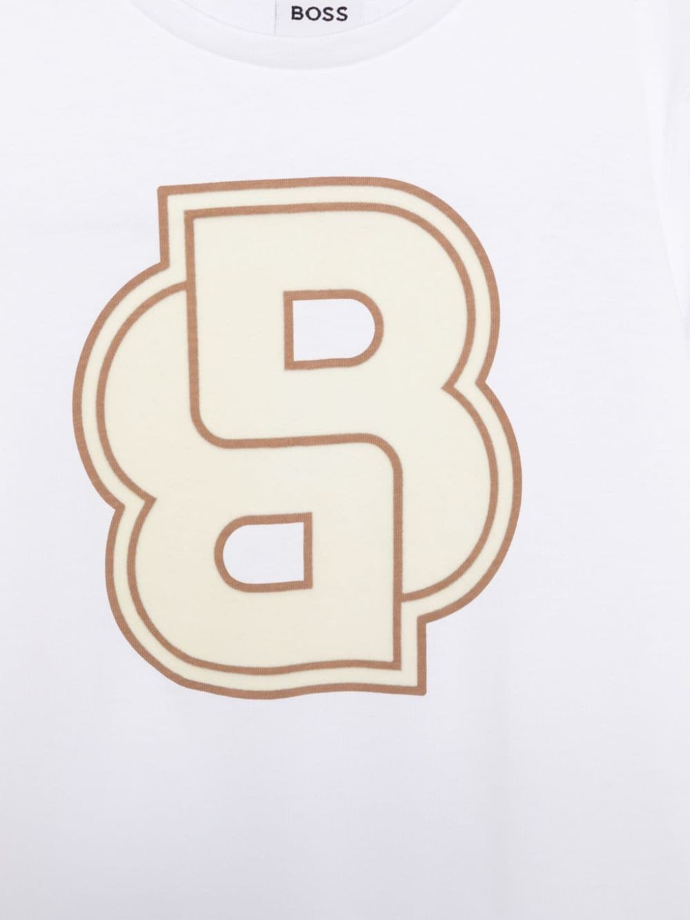 T-shirt con logo floccato per bambino BOSS Kidswear bianca con mini etichetta - Rubino Kids