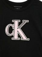 T-shirt con logo per bambina Calvin Klein Kids nero con orlo dritto - Rubino Kids