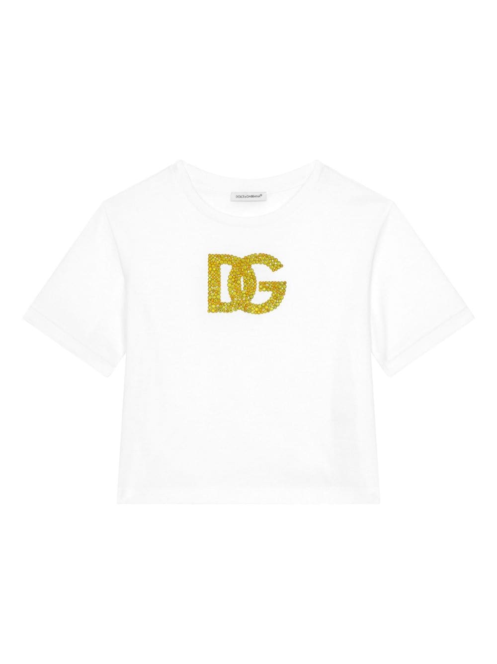 T-shirt con logo per bambina Dolce & Gabbana Kids bianco con stampa oro - Rubino Kids