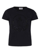 T-shirt con logo per bambina Moncler Enfant nero con girocollo - Rubino Kids