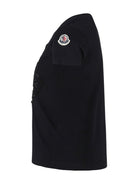 T-shirt con logo per bambina Moncler Enfant nero con girocollo - Rubino Kids