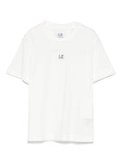 T-shirt con logo per bambino C.P. Company Kids bianco con orlo dritto - Rubino Kids