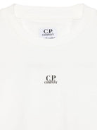 T-shirt con logo per bambino C.P. Company Kids bianco con orlo dritto - Rubino Kids