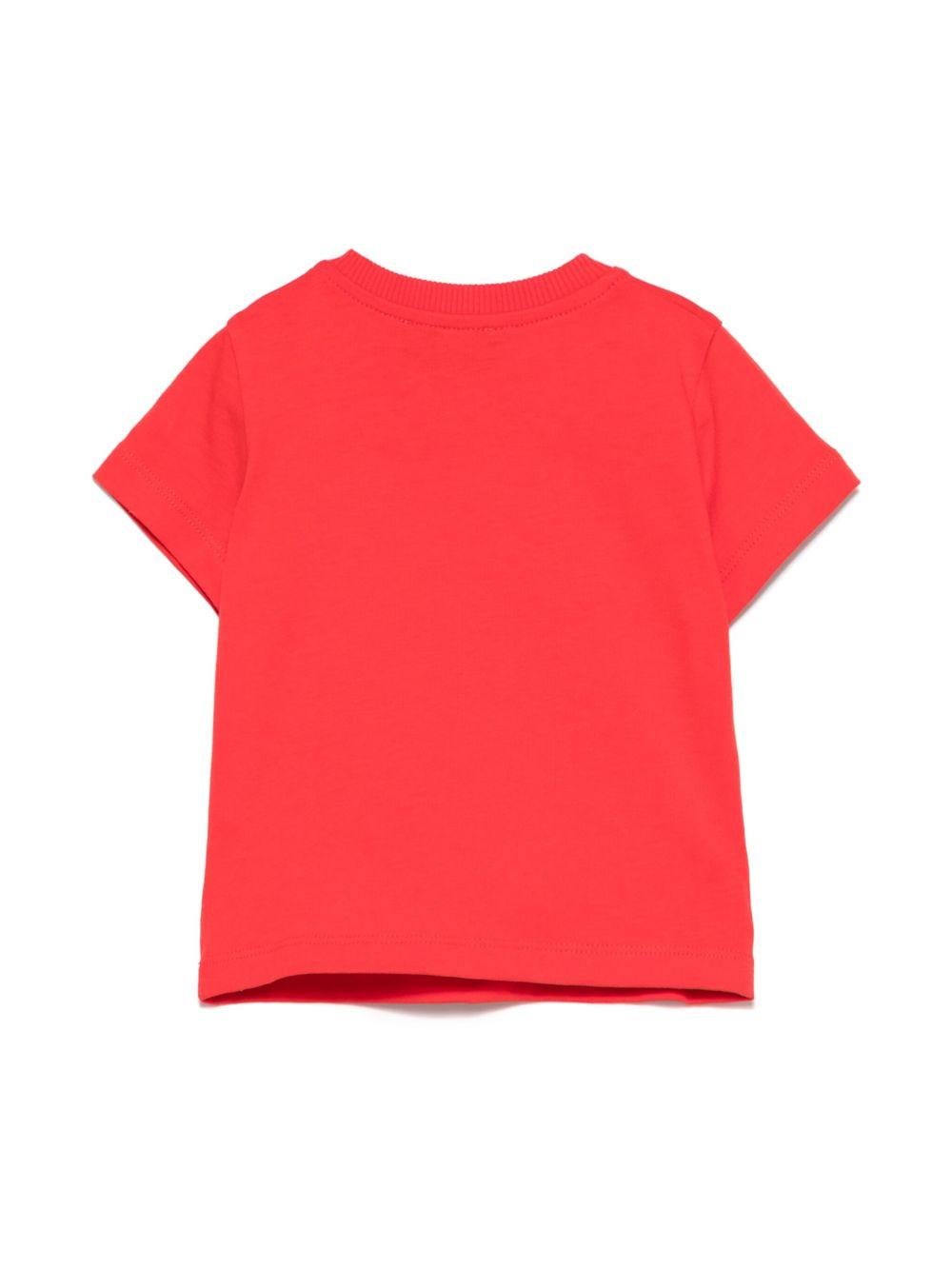 T-shirt con logo per neonato Moschino Kids rosso con girocollo - Rubino Kids
