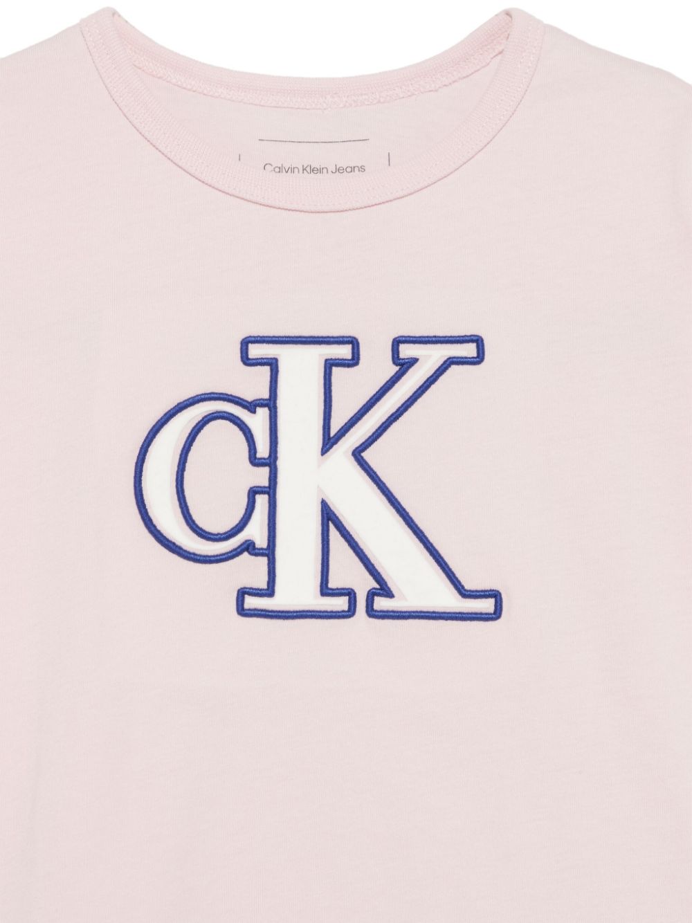 T-shirt con monogramma per bambina Calvin Klein Kids rosa con orlo dritto - Rubino Kids