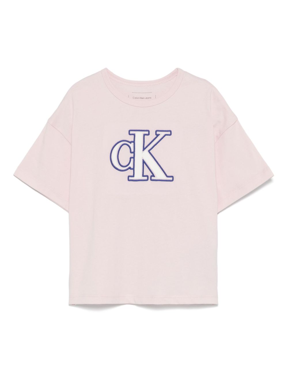 T-shirt con monogramma per bambina Calvin Klein Kids rosa con orlo dritto - Rubino Kids