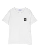 T-shirt con motivo Compass per bambino Stone Island Junior bianco con girocollo - Rubino Kids