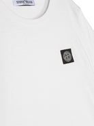 T-shirt con motivo Compass per bambino Stone Island Junior bianco con girocollo - Rubino Kids