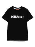 T-shirt con paillettes per bambina Missoni Kids nero con maniche corte - Rubino Kids