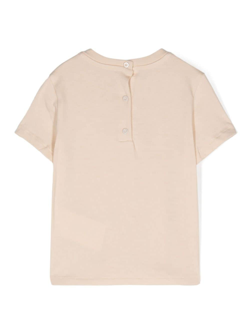 T-shirt con patch per neonato Fendi Kids beige con girocollo - Rubino Kids