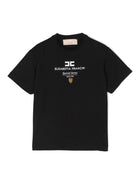 T-shirt con placca logo per bambina Elisabetta Franchi La Mia Bambina nero con girocollo - Rubino Kids