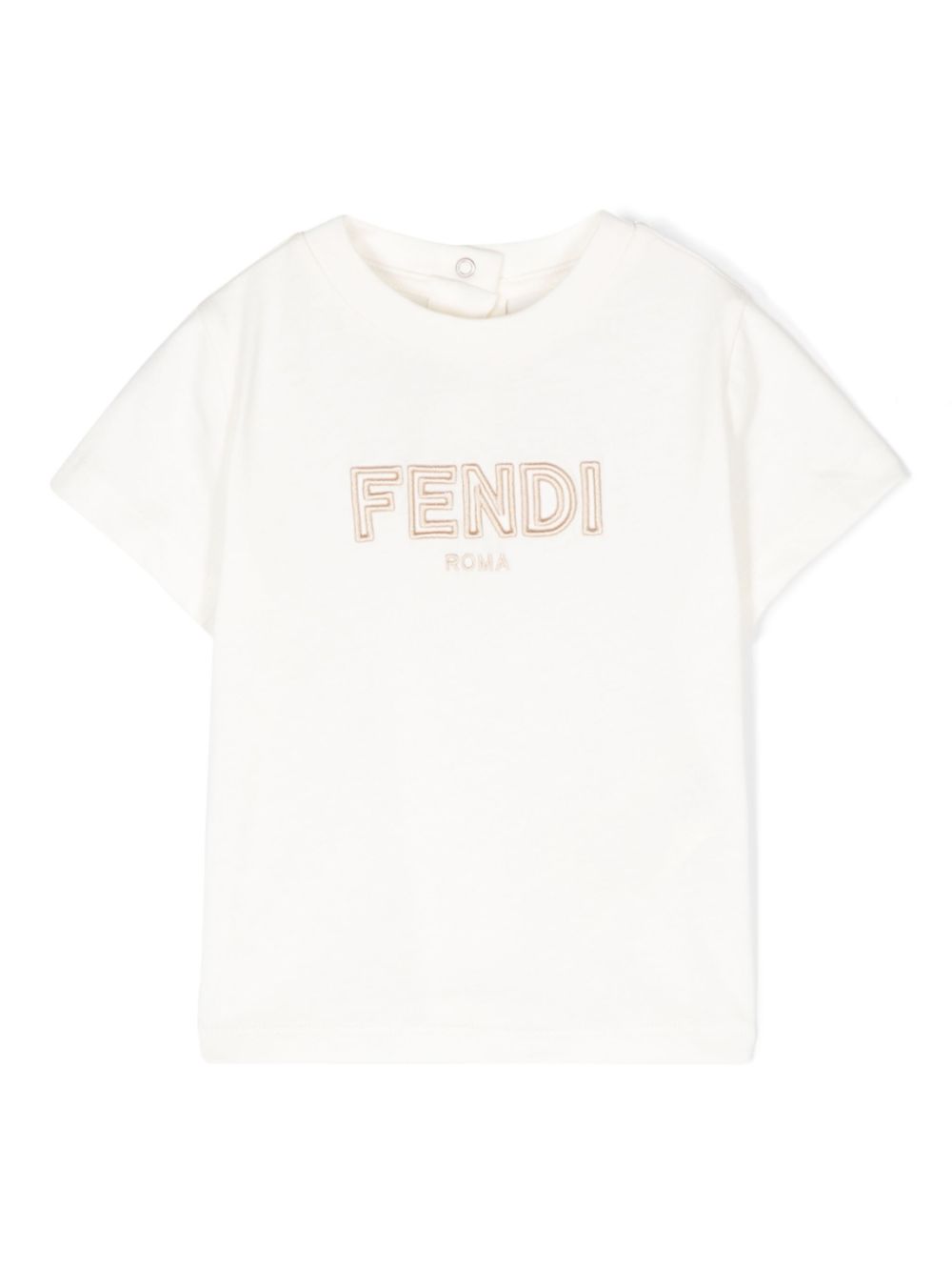 T-shirt con ricamo e stampa per neonato Fendi Kids bianco con orlo dritto - Rubino Kids