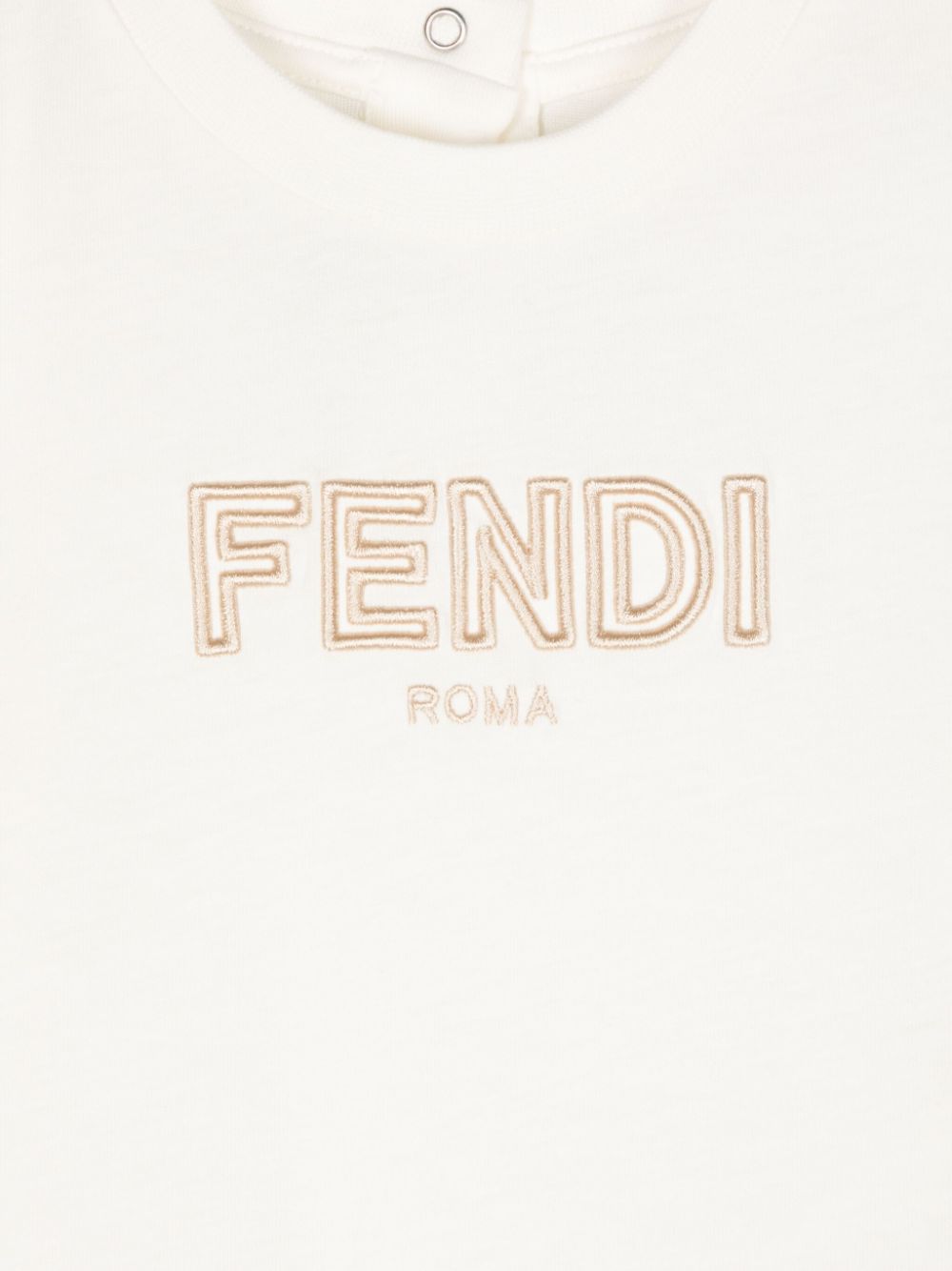 T-shirt con ricamo e stampa per neonato Fendi Kids bianco con orlo dritto - Rubino Kids