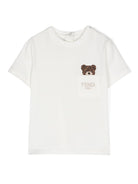 T-shirt con ricamo e stampa per neonato Fendi Kids bianco con orlo dritto - Rubino Kids