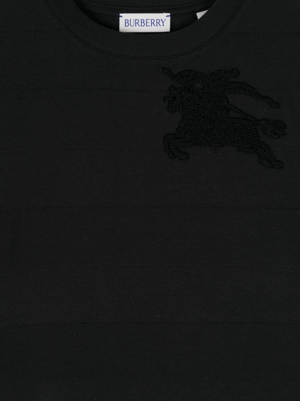 T-shirt con ricamo Equestrian Knight per bambino Burberry Kids nero con motivo a righe orizzontali - Rubino Kids