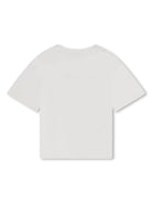 T-shirt con ricamo per bambina Chloé Kids bianco con scollo rotondo - Rubino Kids